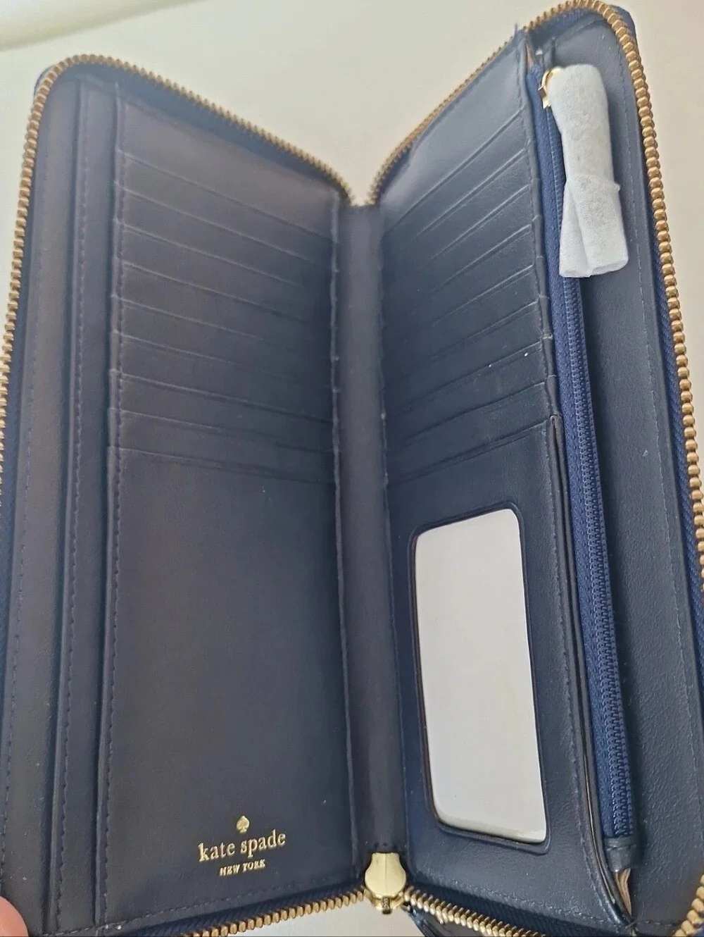 Kate Spade Anita Blue Gingham Leather Wallet NWT